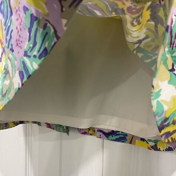 ECCOCI tropical floral skirt exposed zipper back slit size 2 - Picture 7 of 7